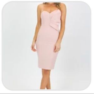 Pink Linen Dress Strapless Sweetheart